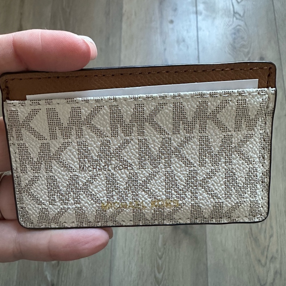 Michael Kors Beige Monogram Card Case